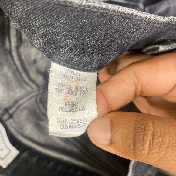 AYR The Bomb Pop Jeans Straight Leg W25 L27 in Palladium Wash Black Fray Hem - Picture 5 of 11